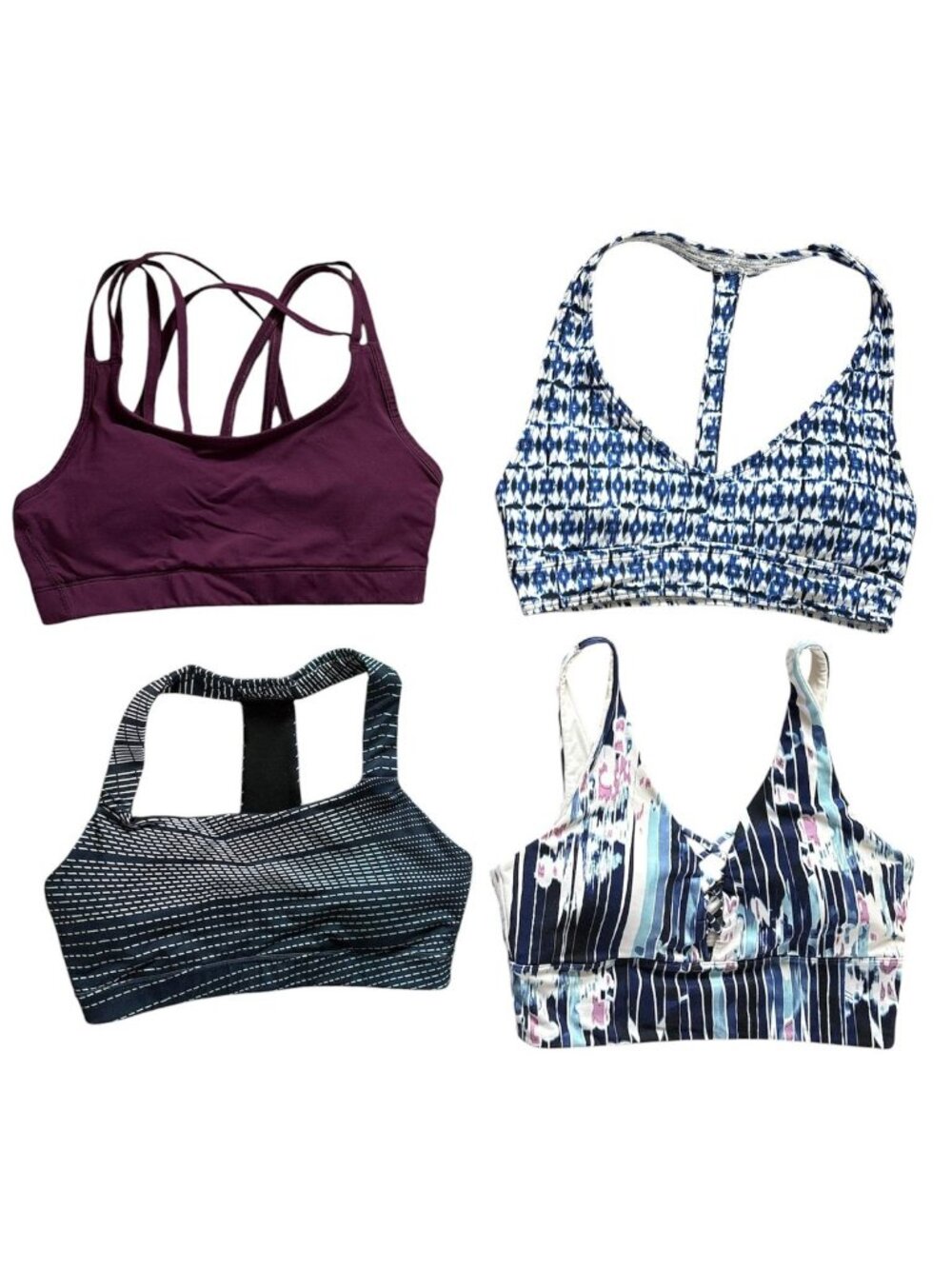 GapFit Sports Bra Lot Womens Small Multicolor Strappy Racerback Printed Yoga